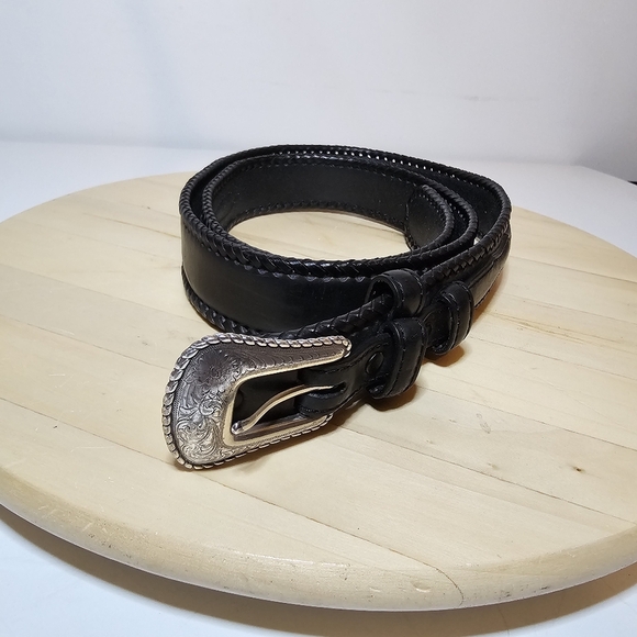 Cavenders Laced Black Genuine Leather Western Ranger Belt - Men's Size 44 - Picture 1 of 1